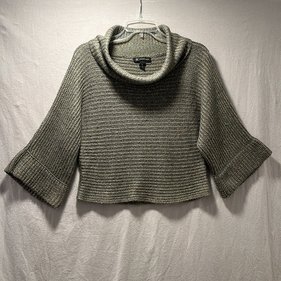 Olive Green with Gold Metallic Crop Sweater by INC International Concepts in XL - Picture 1 of 12